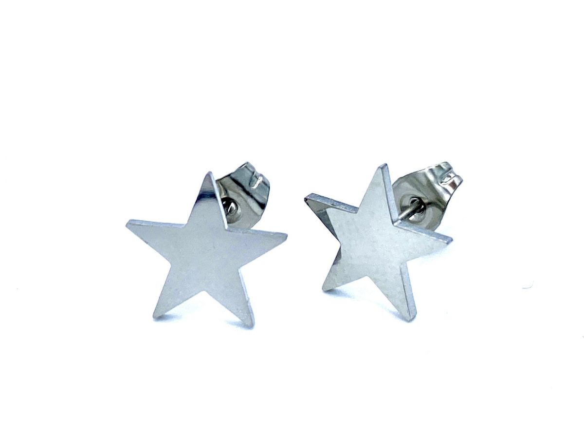 Orecchini stella lobo in acciaio - immagine 5