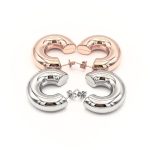 Orecchini cerchio argento e oro rosa PUMP - immagine 4