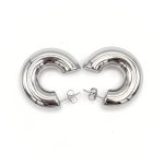 Orecchini cerchio argento e oro rosa PUMP - immagine 2