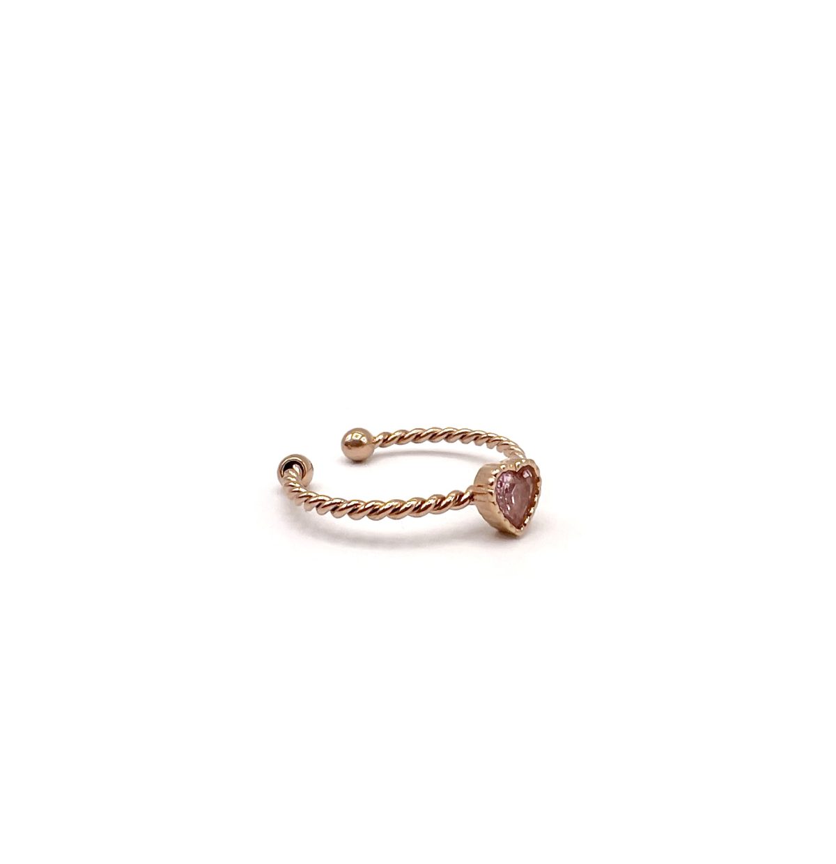 Anello cuore rosa torchon - immagine 3