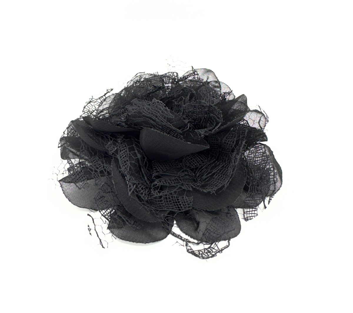 Spilla fiore in pizzo e seta - immagine 3