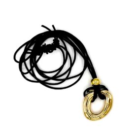 Collana caucciu Metallic Oval Choker