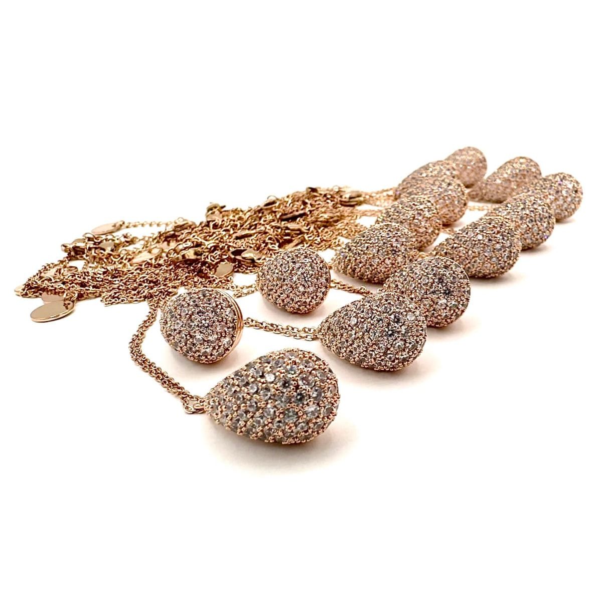 Collana goccia strass oro rosa - immagine 4