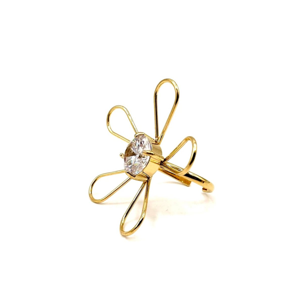 Anello Fiore oro con pietra - immagine 2
