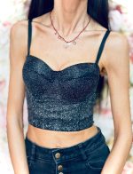 Top Bustier Corpetto Glitter Black Dahlia