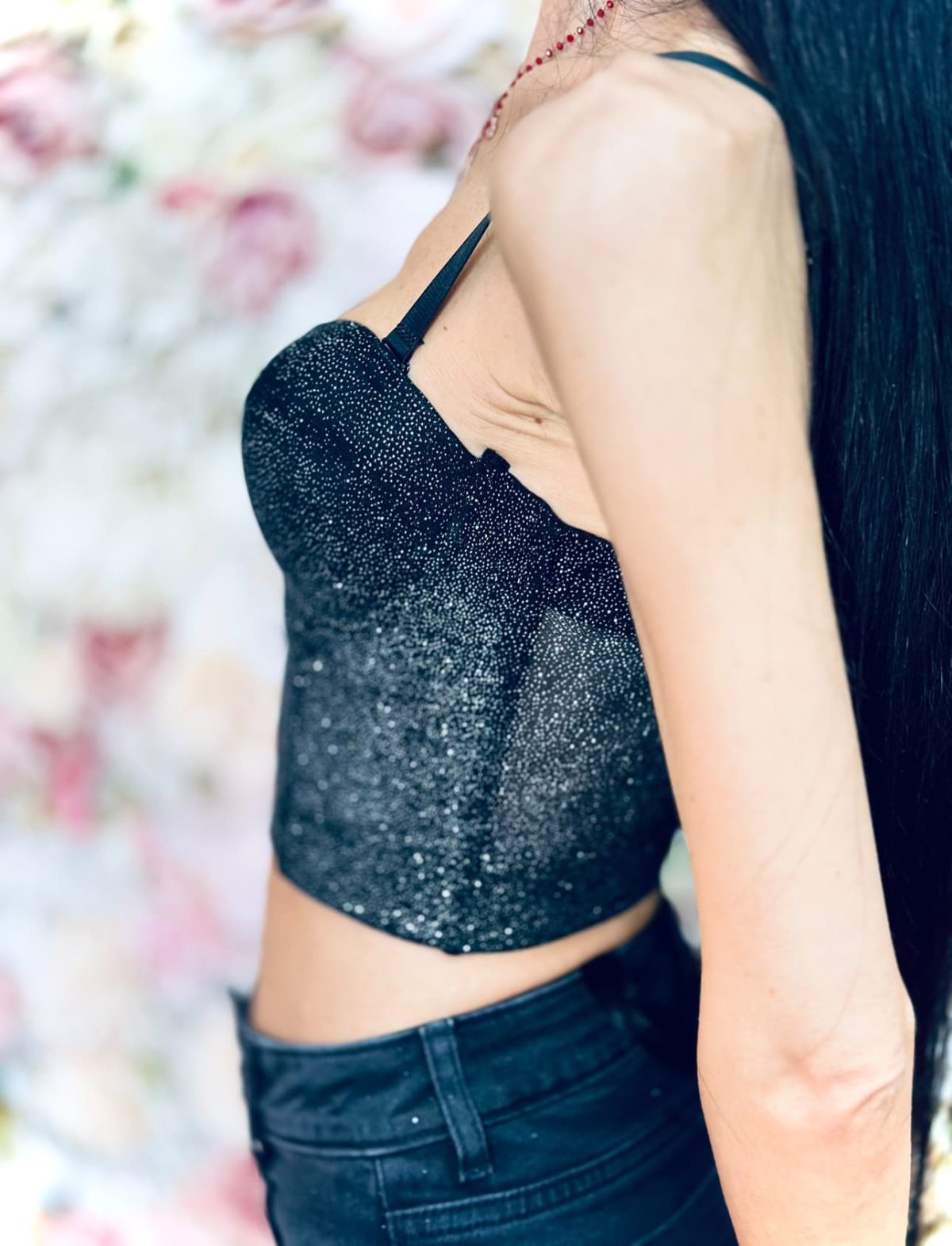Top Bustier Corpetto Glitter Black Dahlia - immagine 3