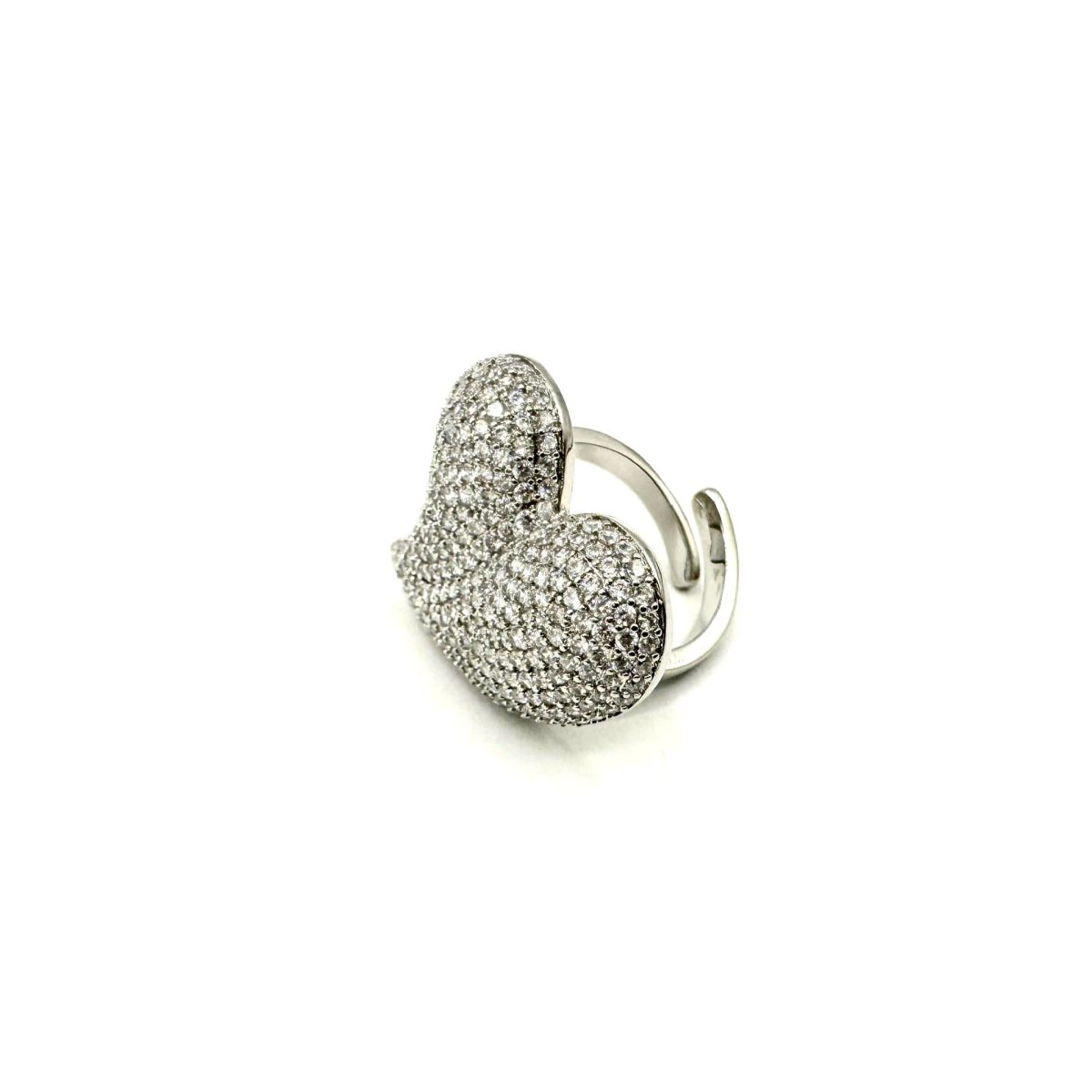 Anello argento Cuore regolabile con strass - immagine 2