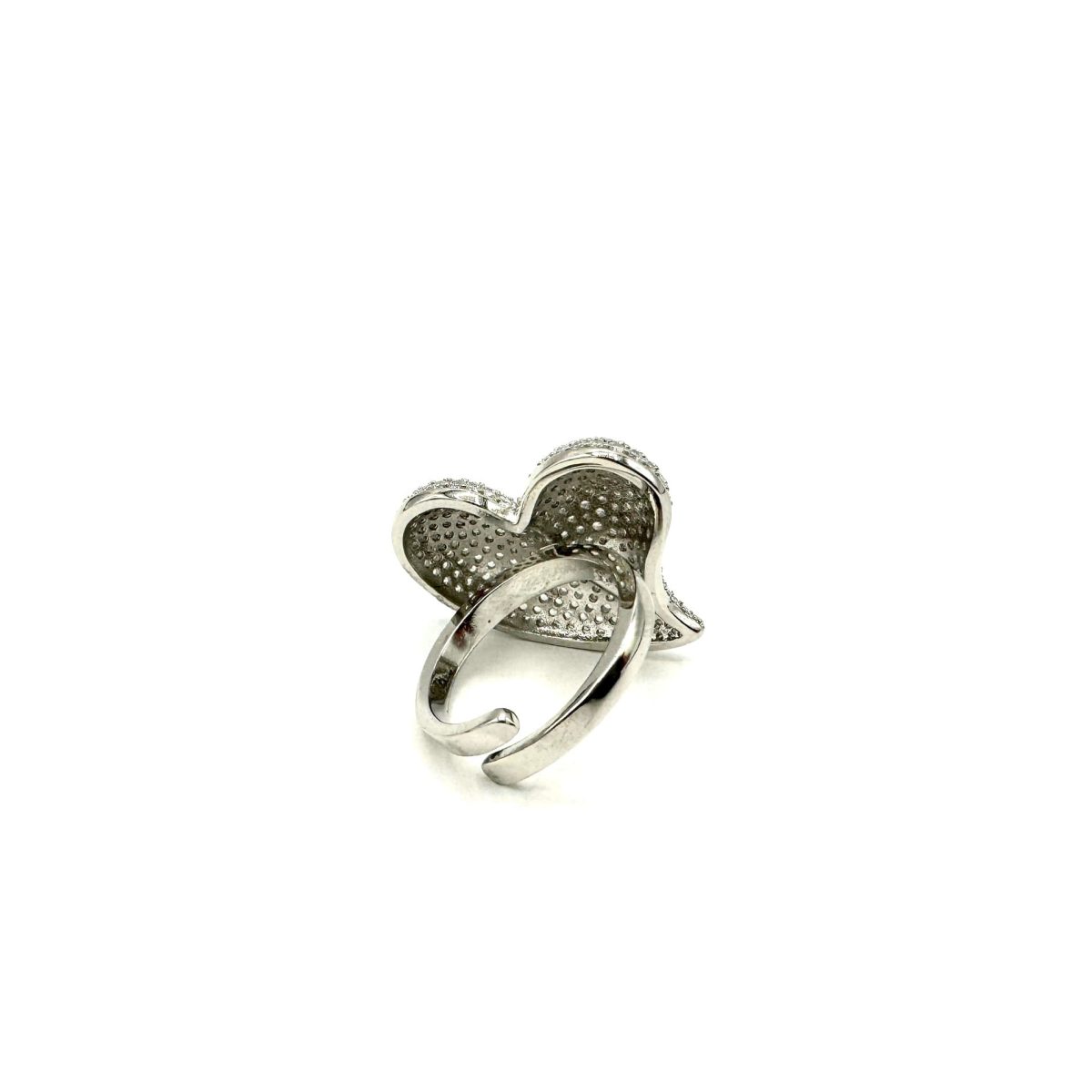 Anello argento Cuore regolabile con strass - immagine 3
