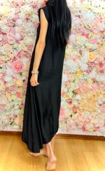 Vestito nero lungo morbido con bordatura Glitter Maui - immagine 4