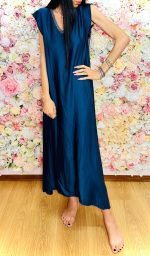 Vestito nero lungo morbido con bordatura Glitter Maui - immagine 6