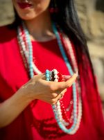 Collana rossa lunga Euphoria Bamboo Coral rosso tondo - immagine 3