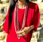 Collana rossa lunga Euphoria Bamboo Coral rosso piastrina - immagine 6