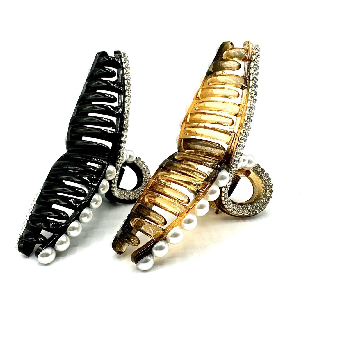 Pinza per capelli nodo strass e perle - immagine 3