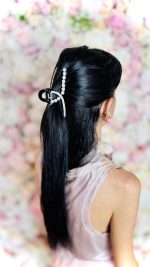 Pinza per capelli nodo strass e perle - immagine 11