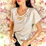 T shirt donna con applicazioni